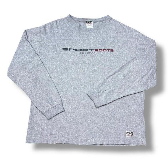 VTG Roots Sports Athletic Long Sleeve T-shirt Gray Casual Made In Canada Cotton - Picture 1 of 8
